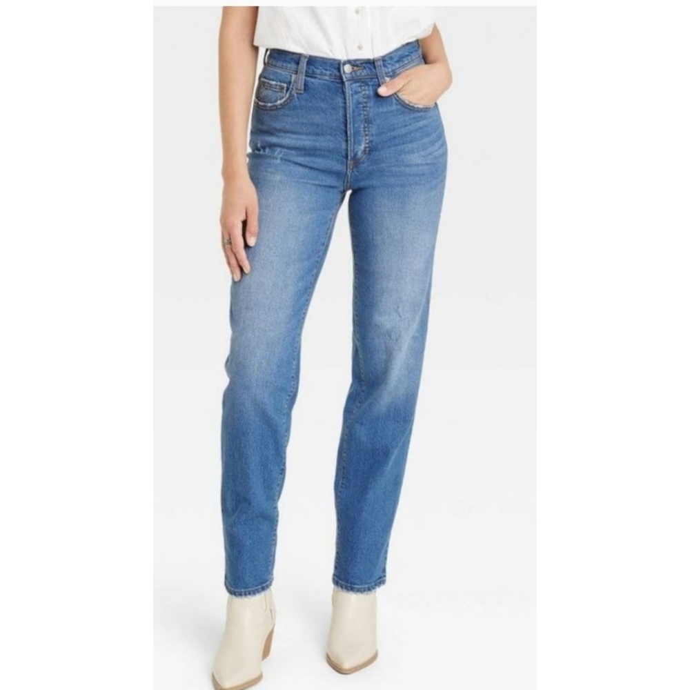 Universal Thread High Rise 90's Distressed Straight Jeans Blue Size 2S